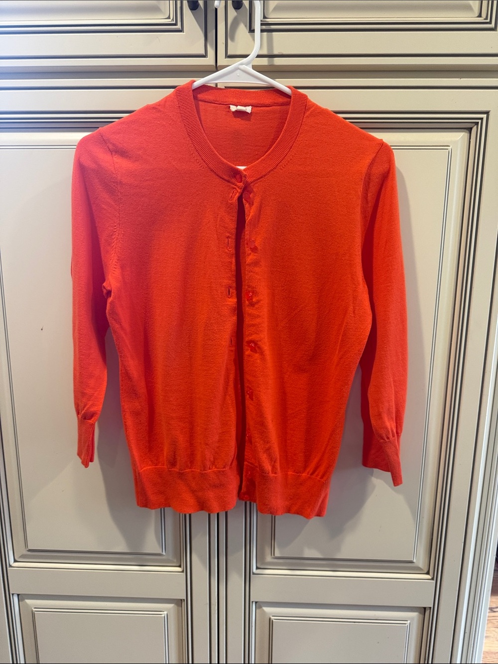 J. Crew Bright Orange Crewneck Button Cardigan